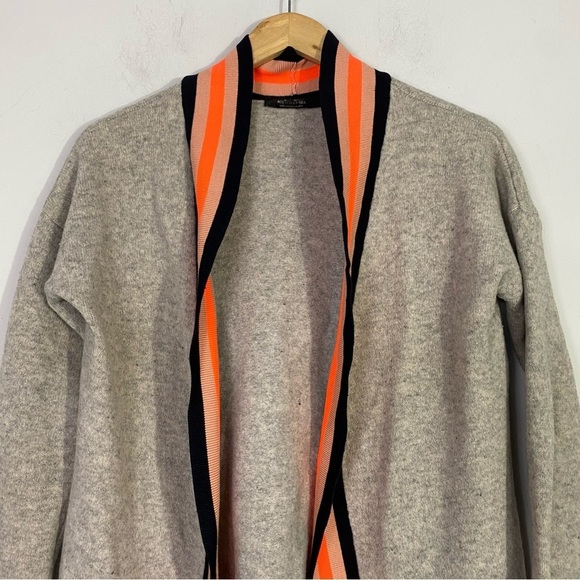 SCOTCH & SODA Lambwool Striped Long Cardigan Gray Orange - Picture 5 of 11